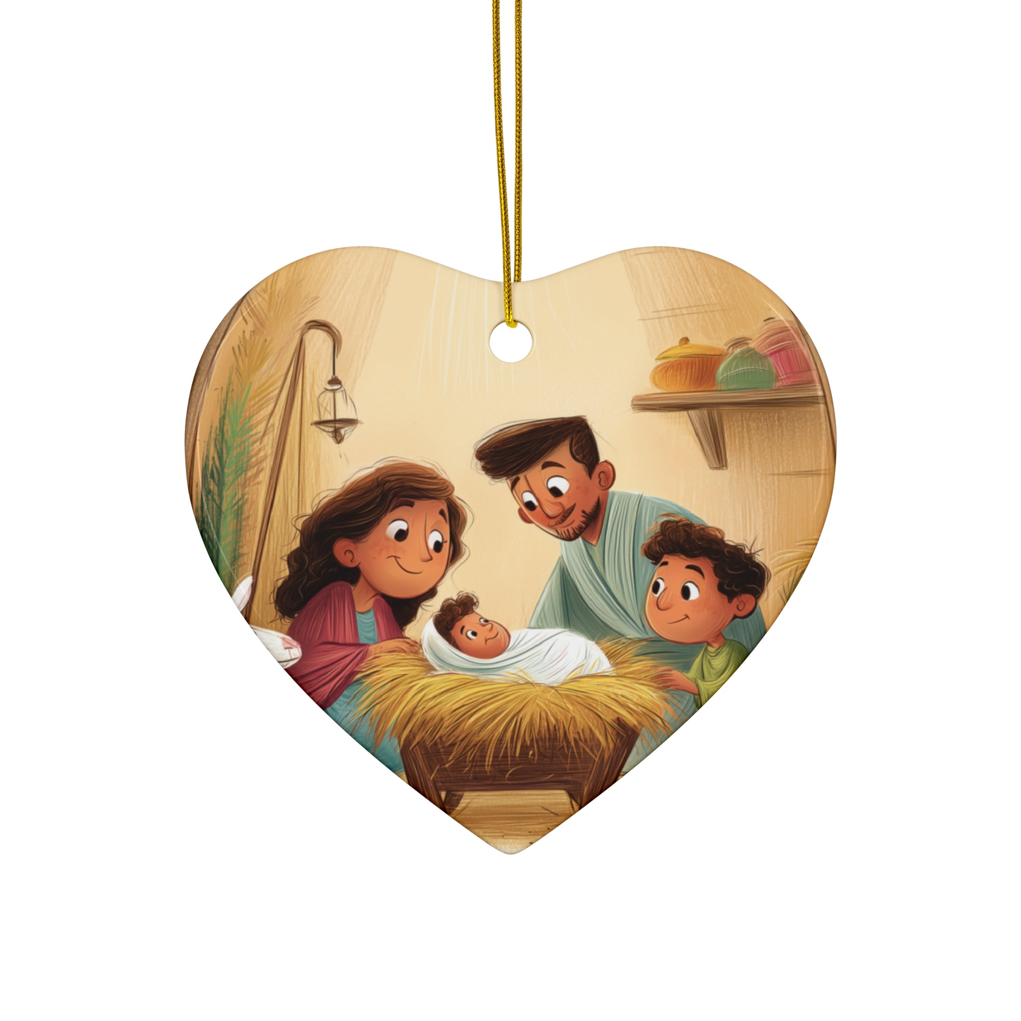 Nativity Ceramic Star Ornament — Family Holy Night Christmas Decoration