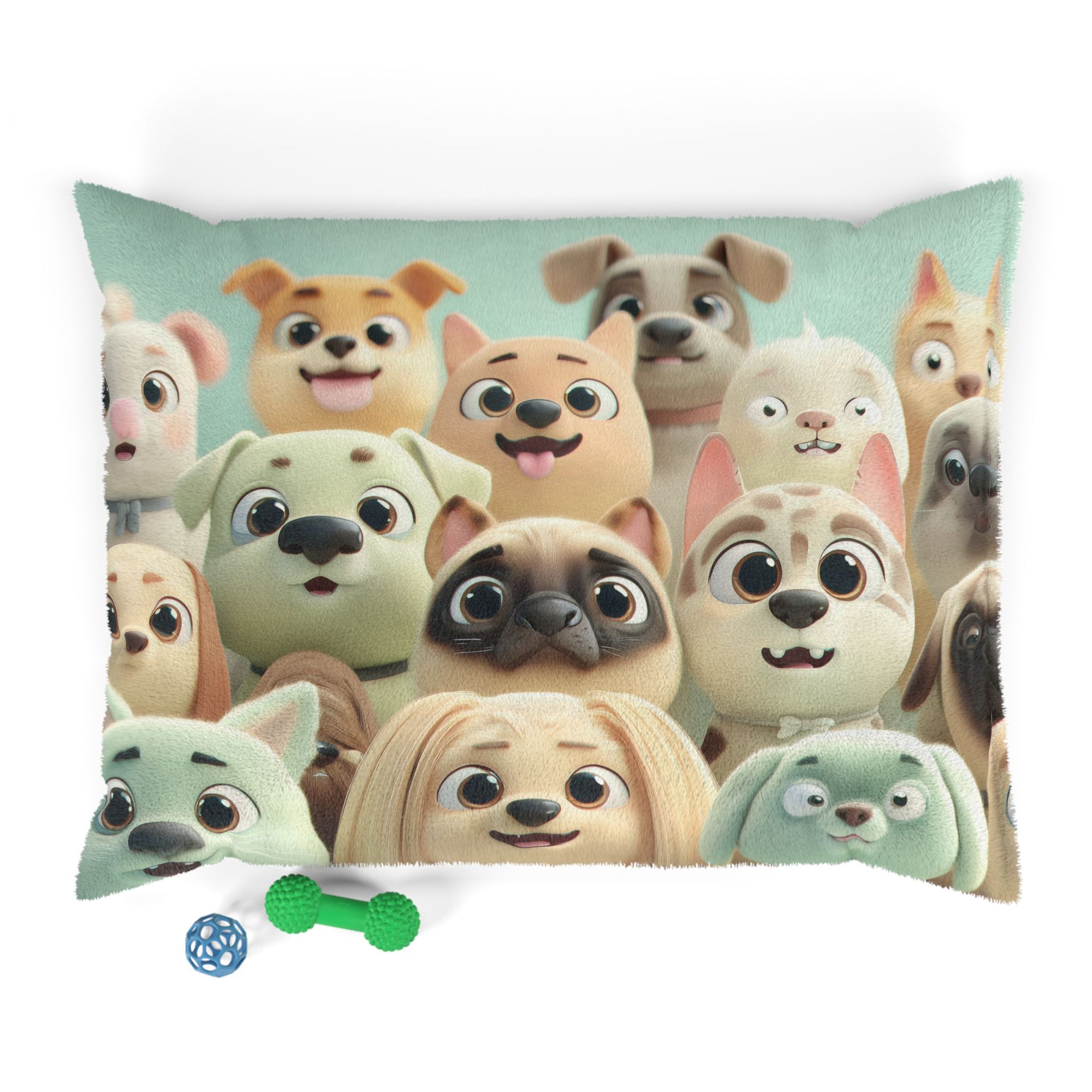 Cute Cartoon Dogs Pet Bed — Plush Pooch Pattern Dog Bed