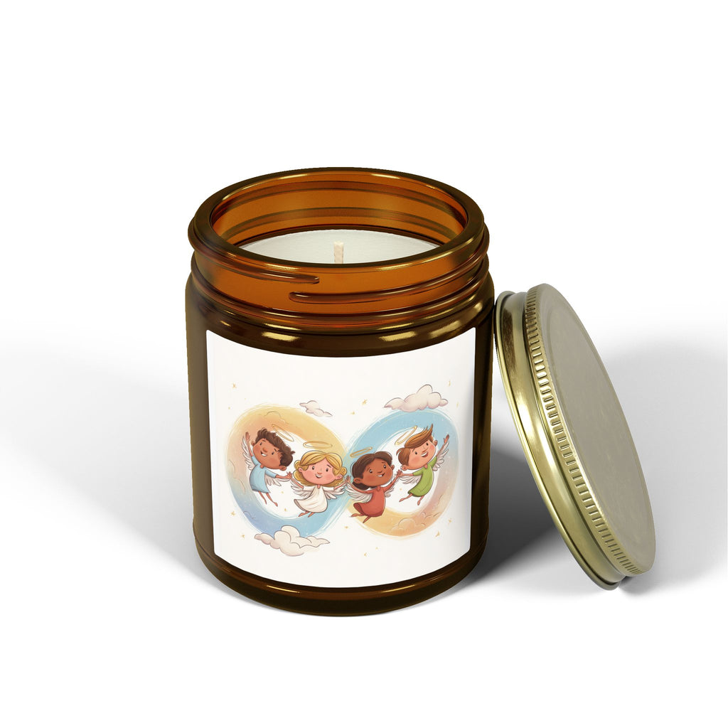 Coconut Apricot Scented Candle (4oz or 9oz) — Several Scents & Unscented, Cute Flying Kids Label