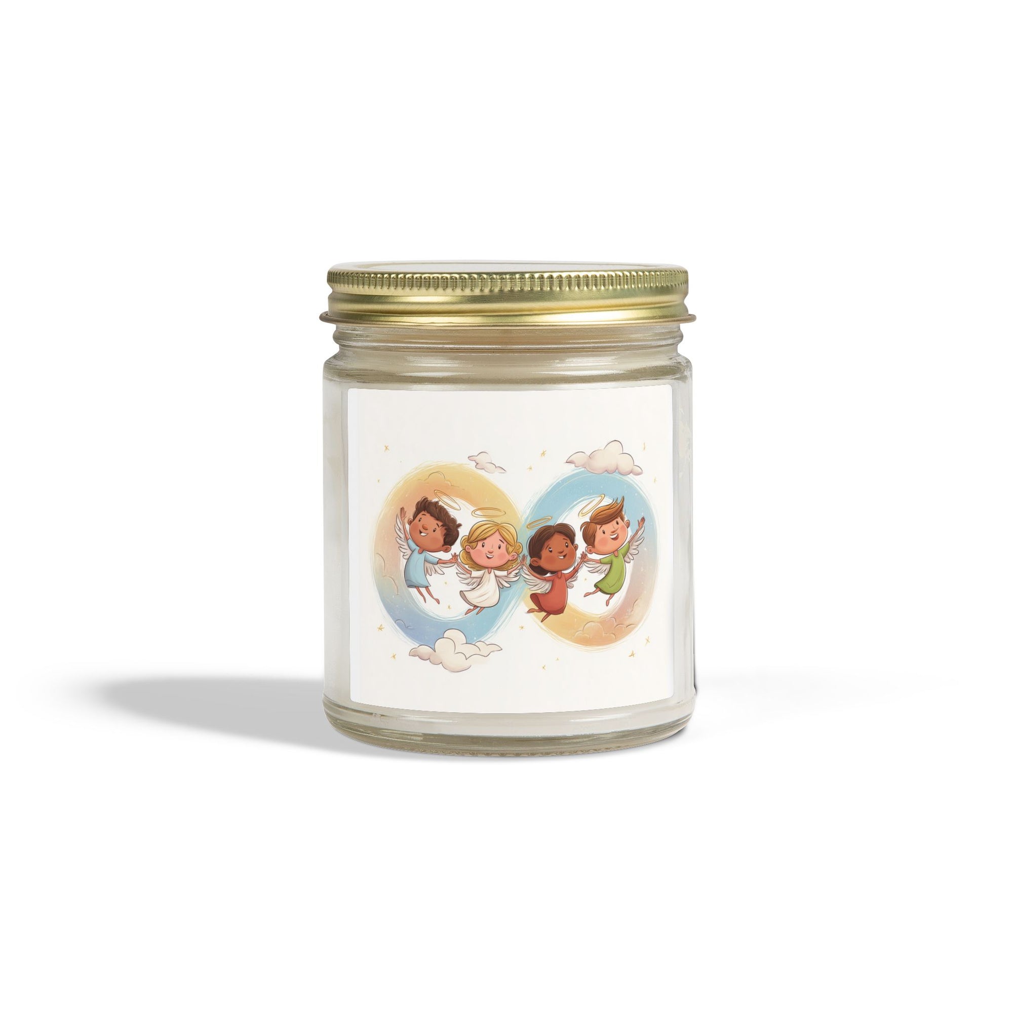 Coconut Apricot Scented Candle (4oz or 9oz) — Several Scents & Unscented, Cute Flying Kids Label