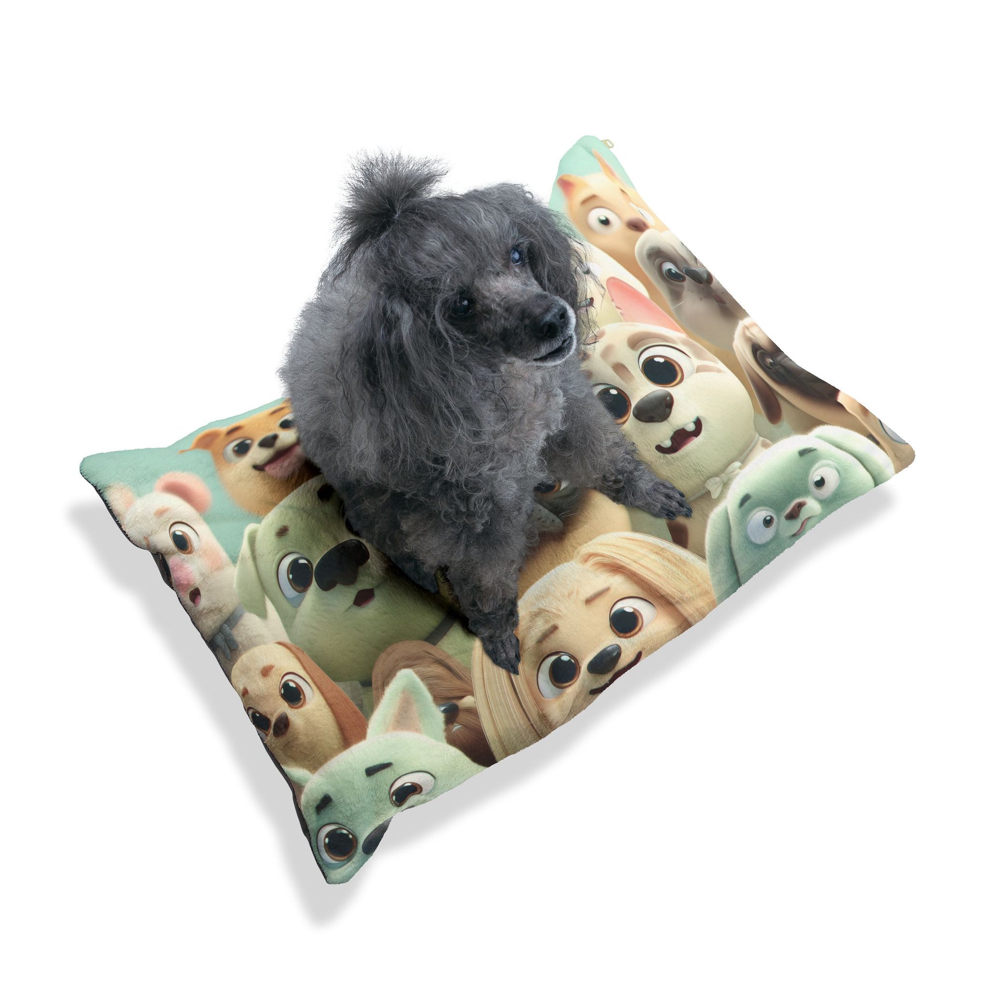 Cute Cartoon Dogs Pet Bed — Plush Pooch Pattern Dog Bed