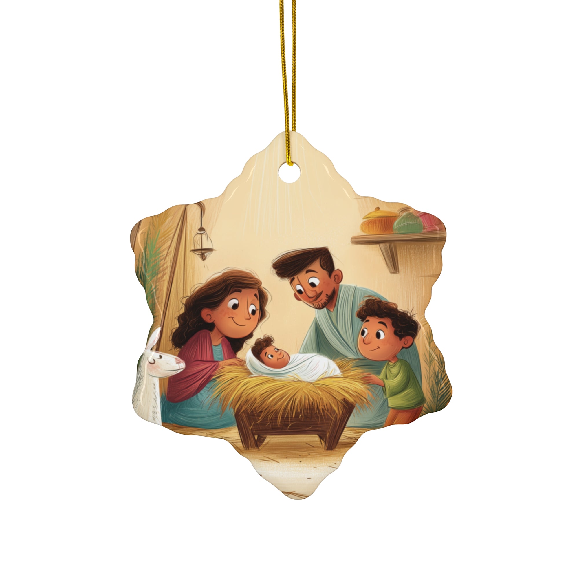 Nativity Ceramic Star Ornament — Family Holy Night Christmas Decoration