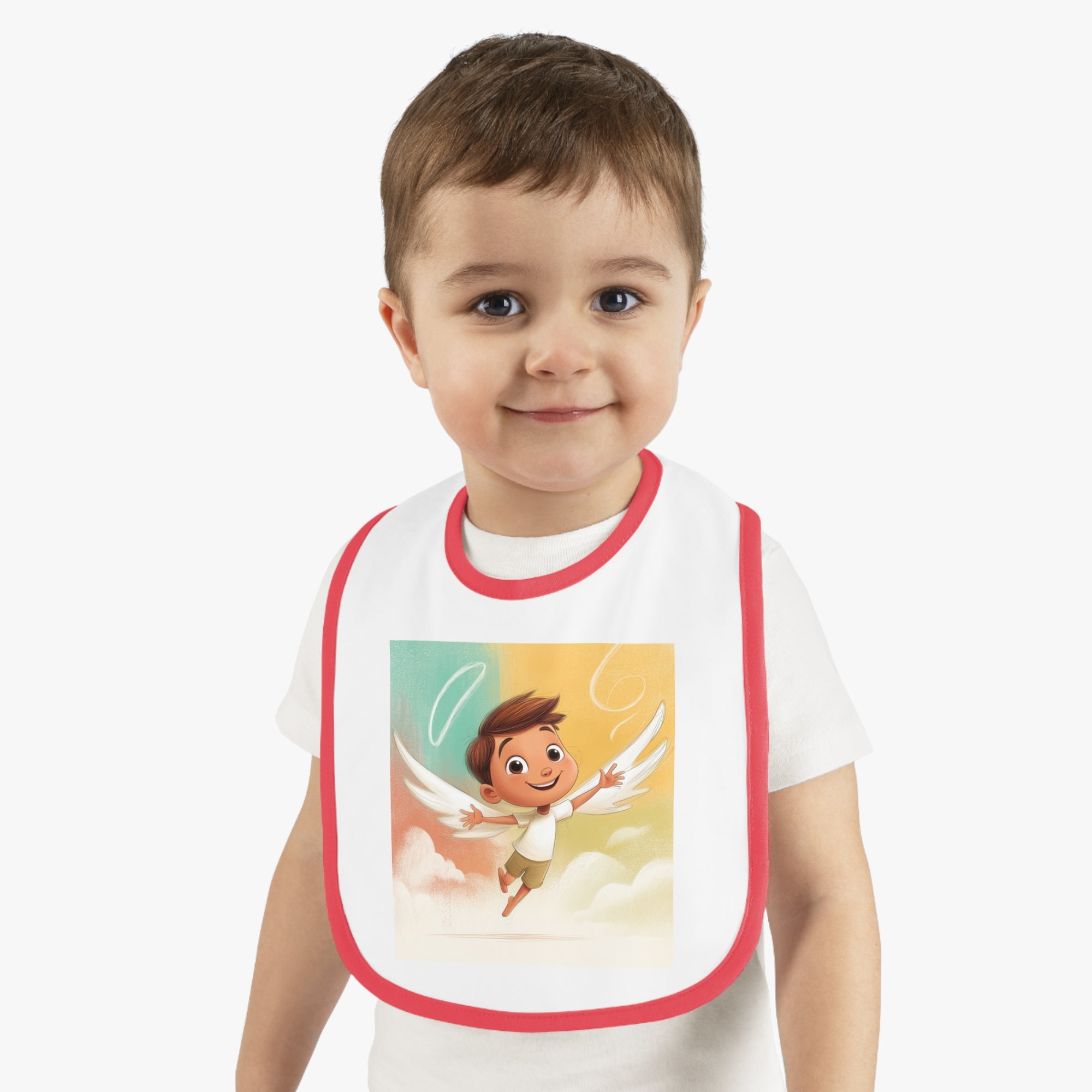 Baby Contrast Trim Jersey Bib - Cute little boy angel