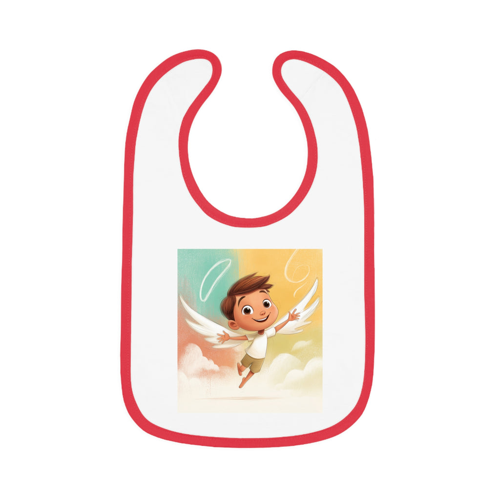 Baby Contrast Trim Jersey Bib - Cute little boy angel