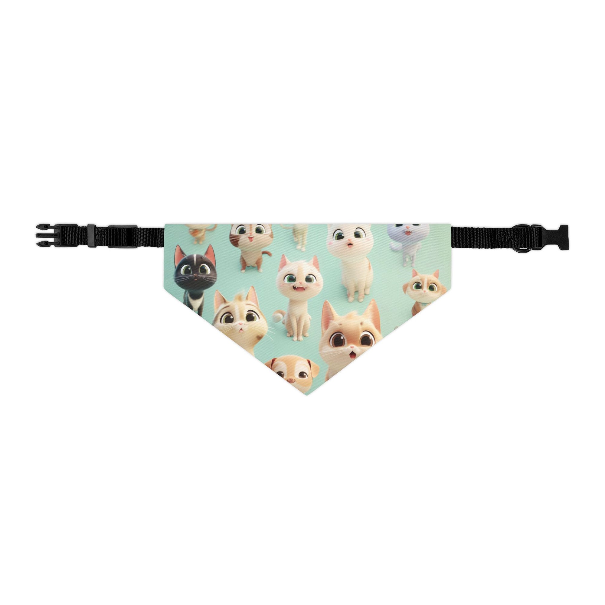 Cute Cartoon Cats Pet Bandana Collar — Cute Kitty Faces Cat Bandana
