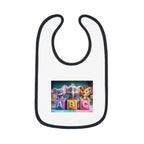Baby Bib with Cute ABC Animal Blocks — Soft Contrast Trim Feeding Bib