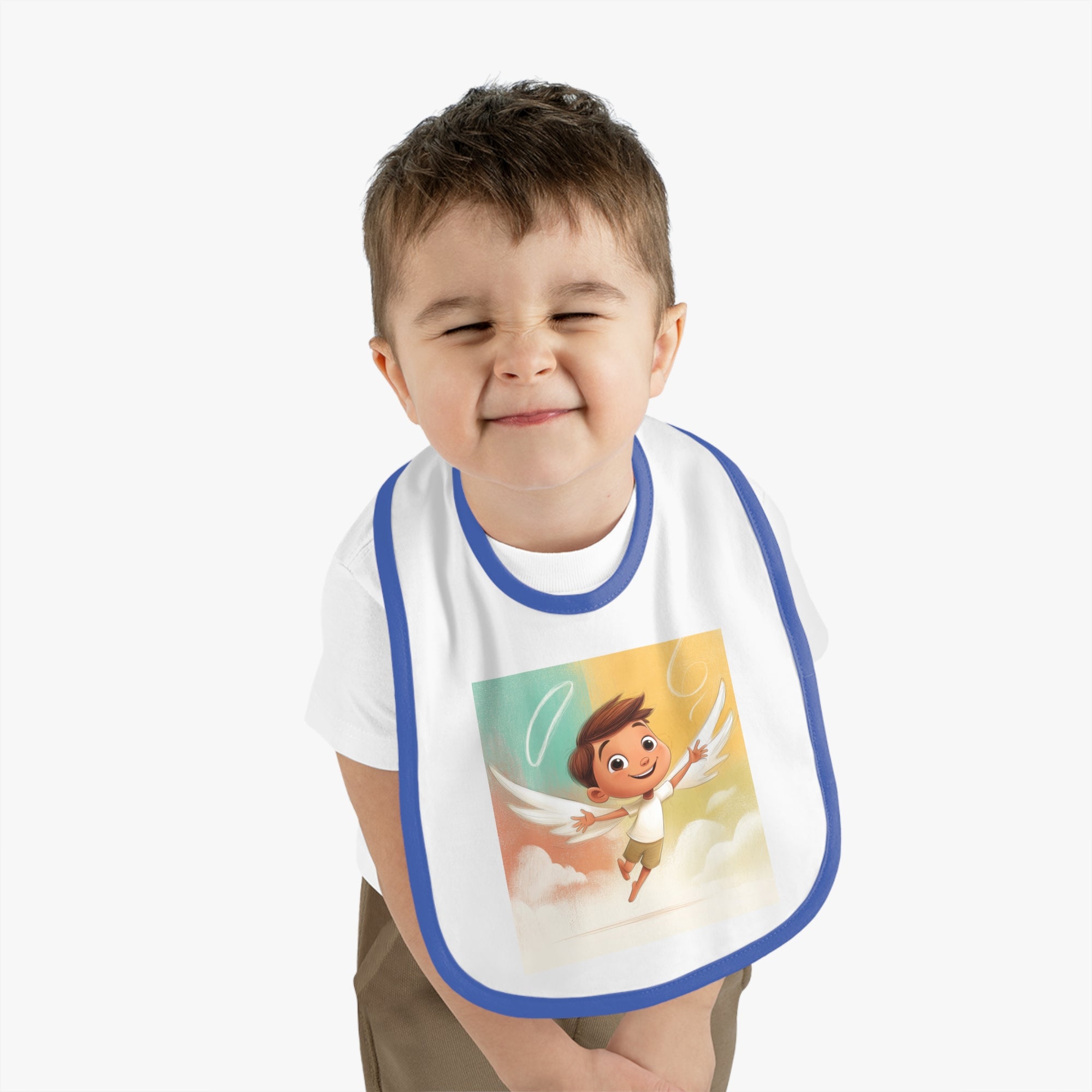 Baby Contrast Trim Jersey Bib - Cute little boy angel