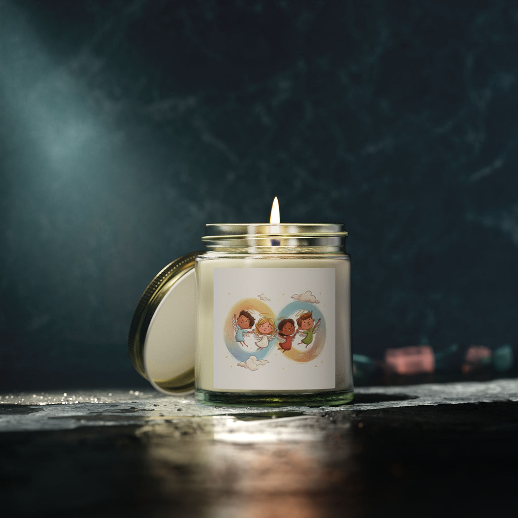 Coconut Apricot Scented Candle (4oz or 9oz) — Several Scents & Unscented, Cute Flying Kids Label