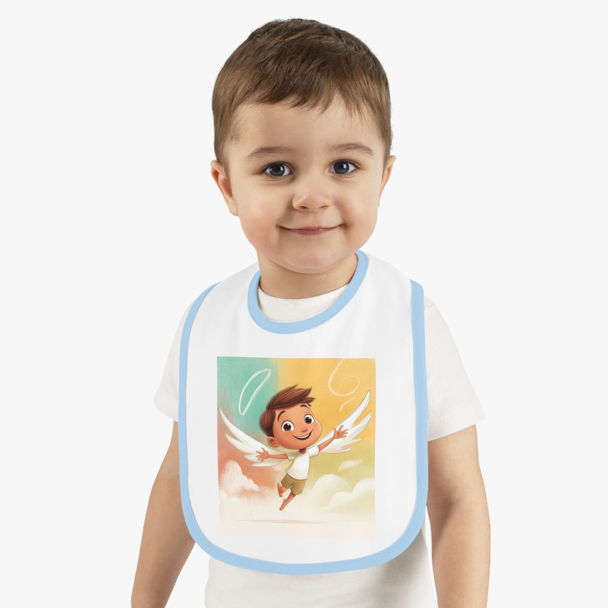 Baby Contrast Trim Jersey Bib - Cute little boy angel