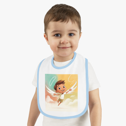 Baby Contrast Trim Jersey Bib - Cute little boy angel