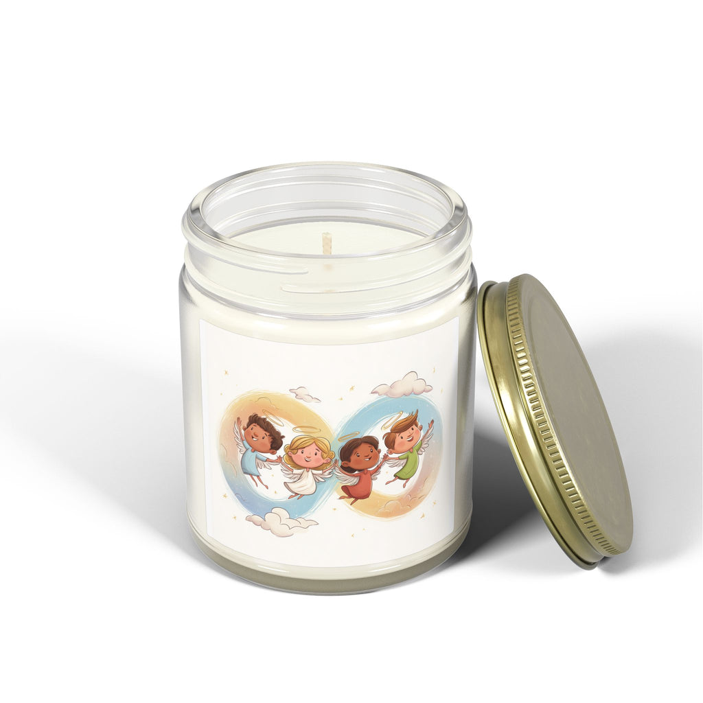 Coconut Apricot Scented Candle (4oz or 9oz) — Several Scents & Unscented, Cute Flying Kids Label