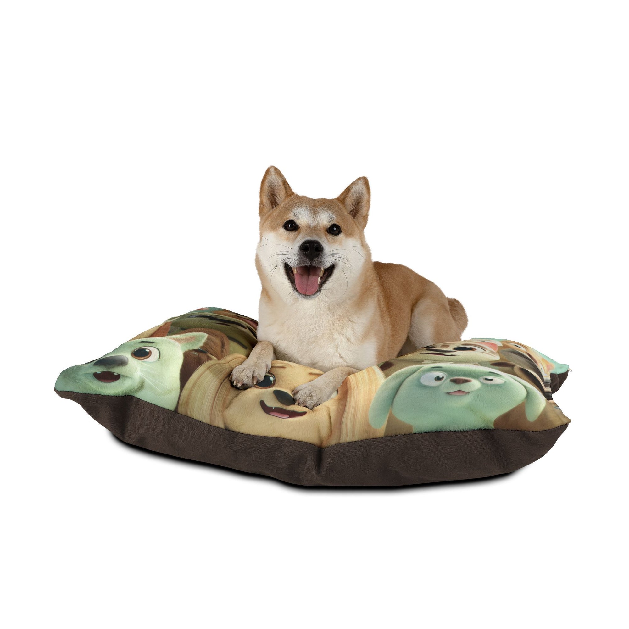 Cute Cartoon Dogs Pet Bed — Plush Pooch Pattern Dog Bed
