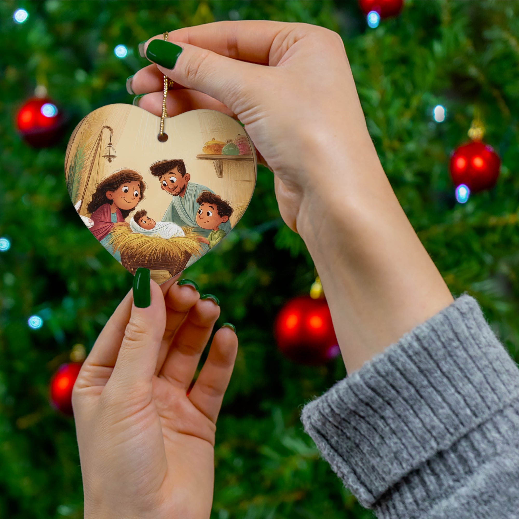 Nativity Ceramic Star Ornament — Family Holy Night Christmas Decoration