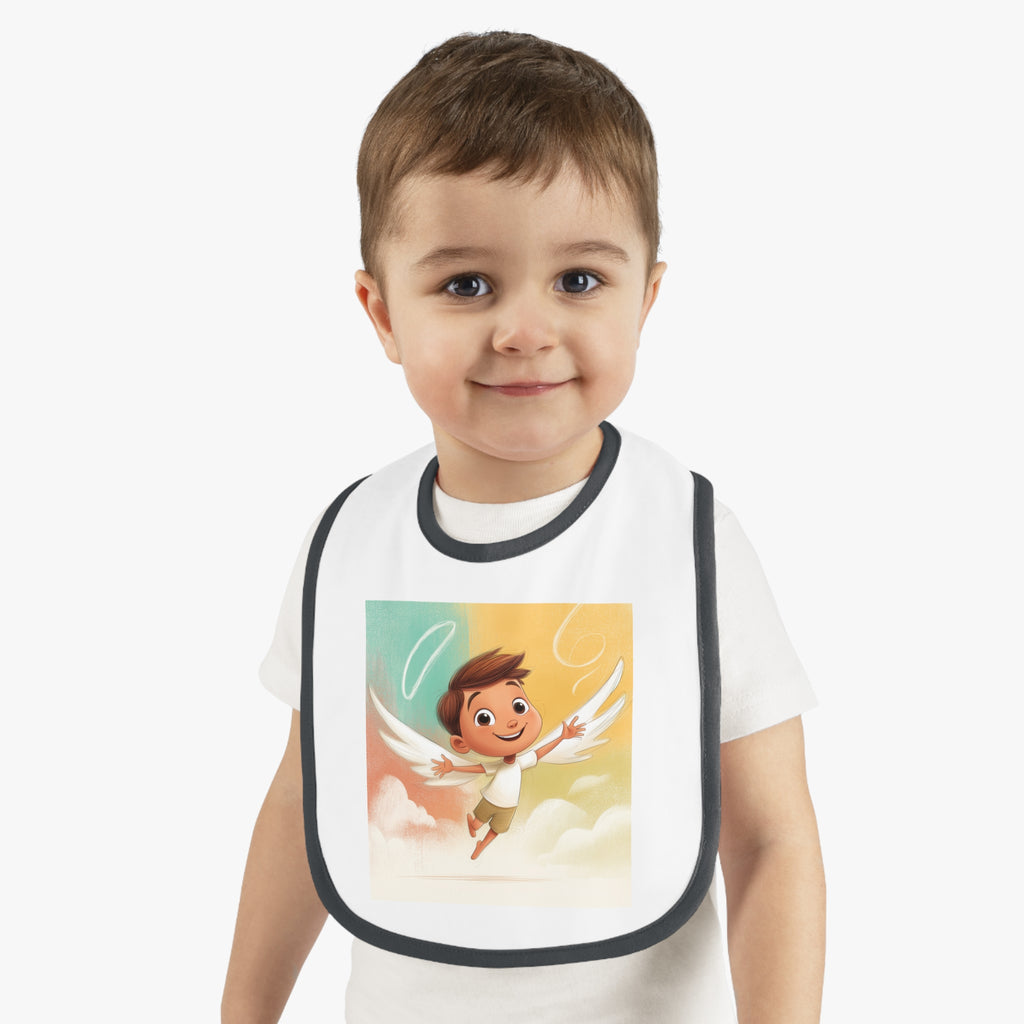 Baby Contrast Trim Jersey Bib - Cute little boy angel