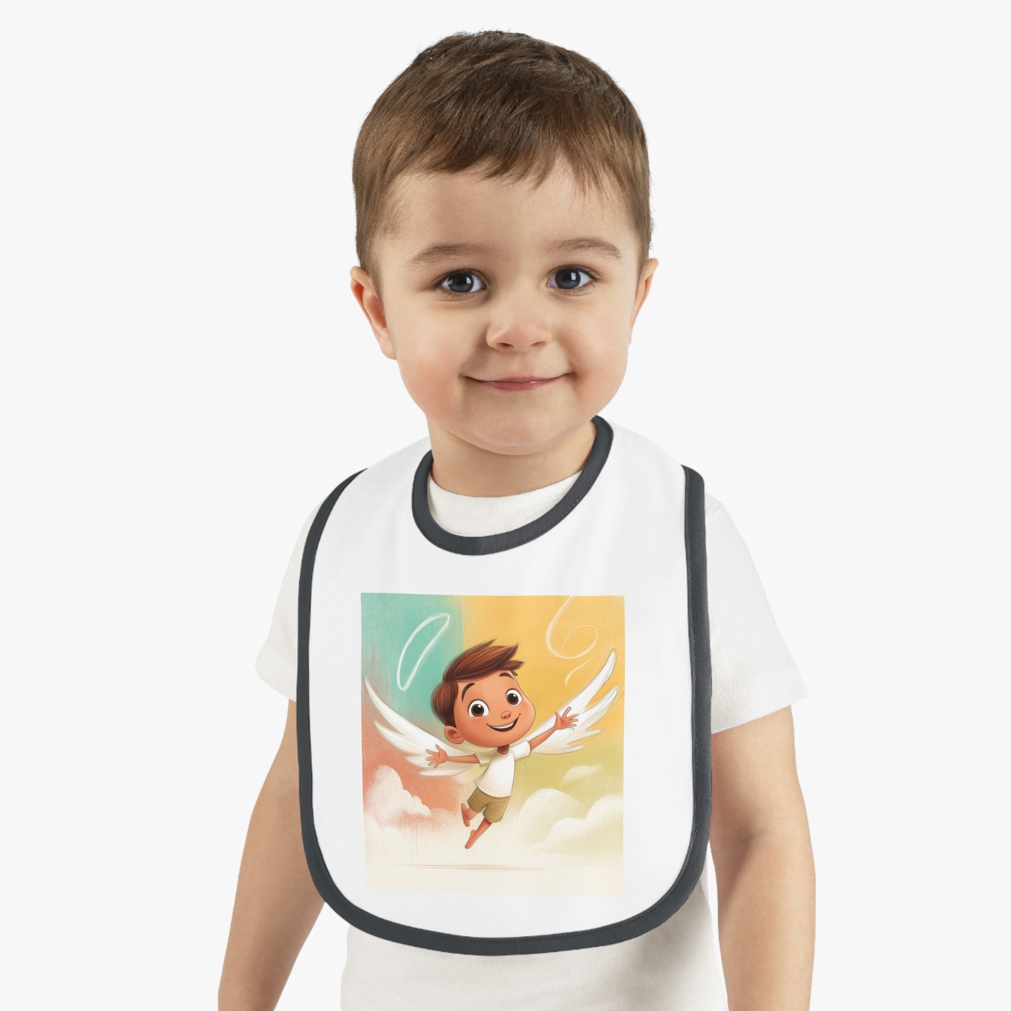 Baby Contrast Trim Jersey Bib - Cute little boy angel