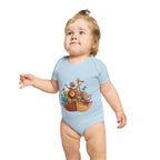 Short Sleeve Baby Bodysuit - Noah's Boat with animals