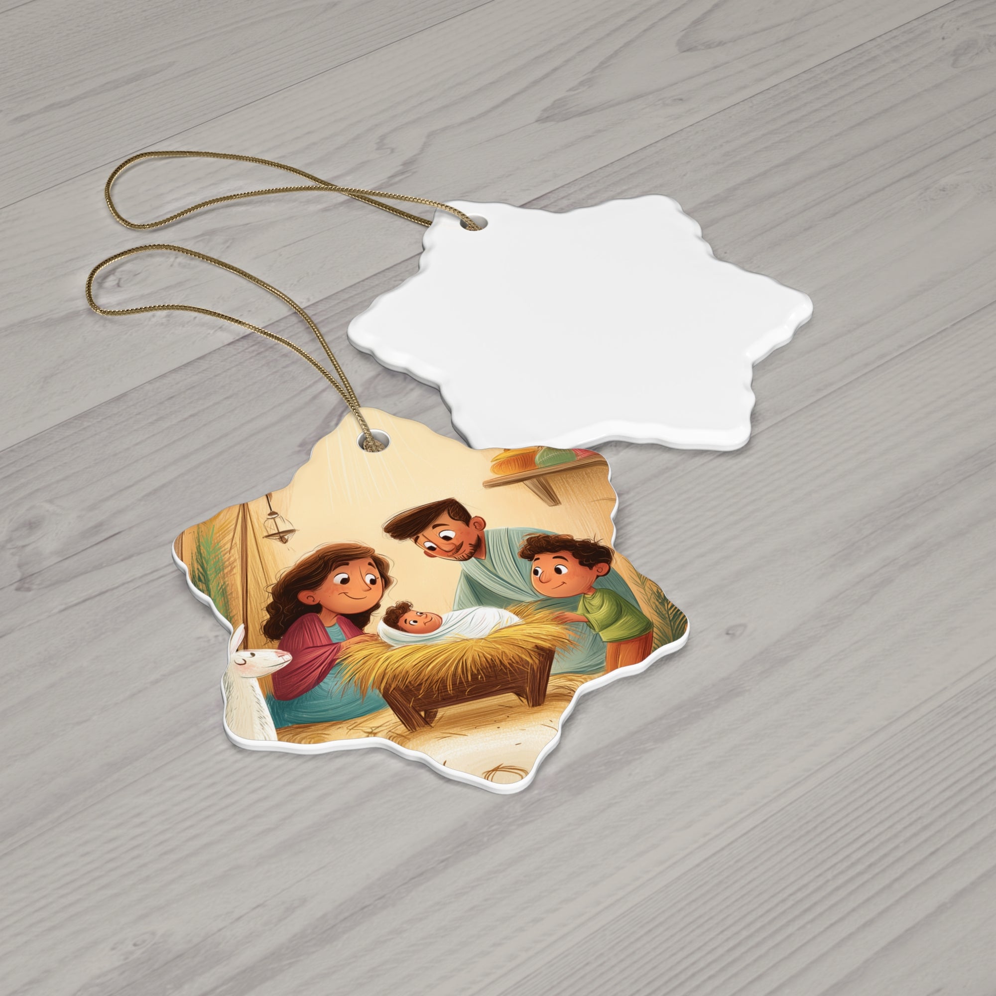 Nativity Ceramic Star Ornament — Family Holy Night Christmas Decoration