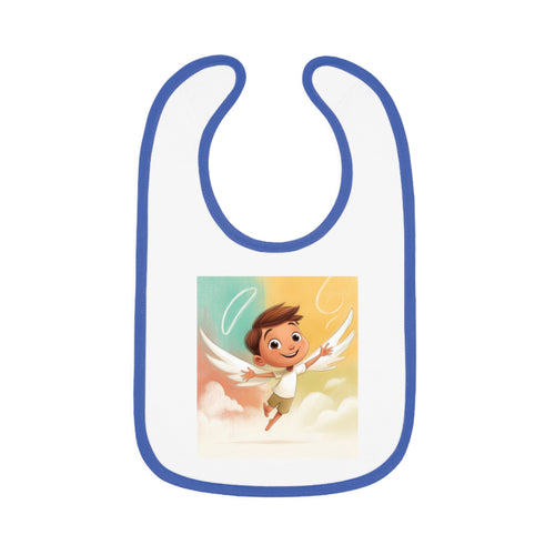 Baby Contrast Trim Jersey Bib - Cute little boy angel