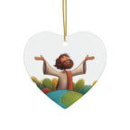 Jesus Illustration Ceramic Star Ornament — Joyful Christian Christmas Decoration