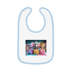Baby Bib with Cute ABC Animal Blocks — Soft Contrast Trim Feeding Bib