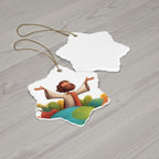 Jesus Illustration Ceramic Star Ornament — Joyful Christian Christmas Decoration