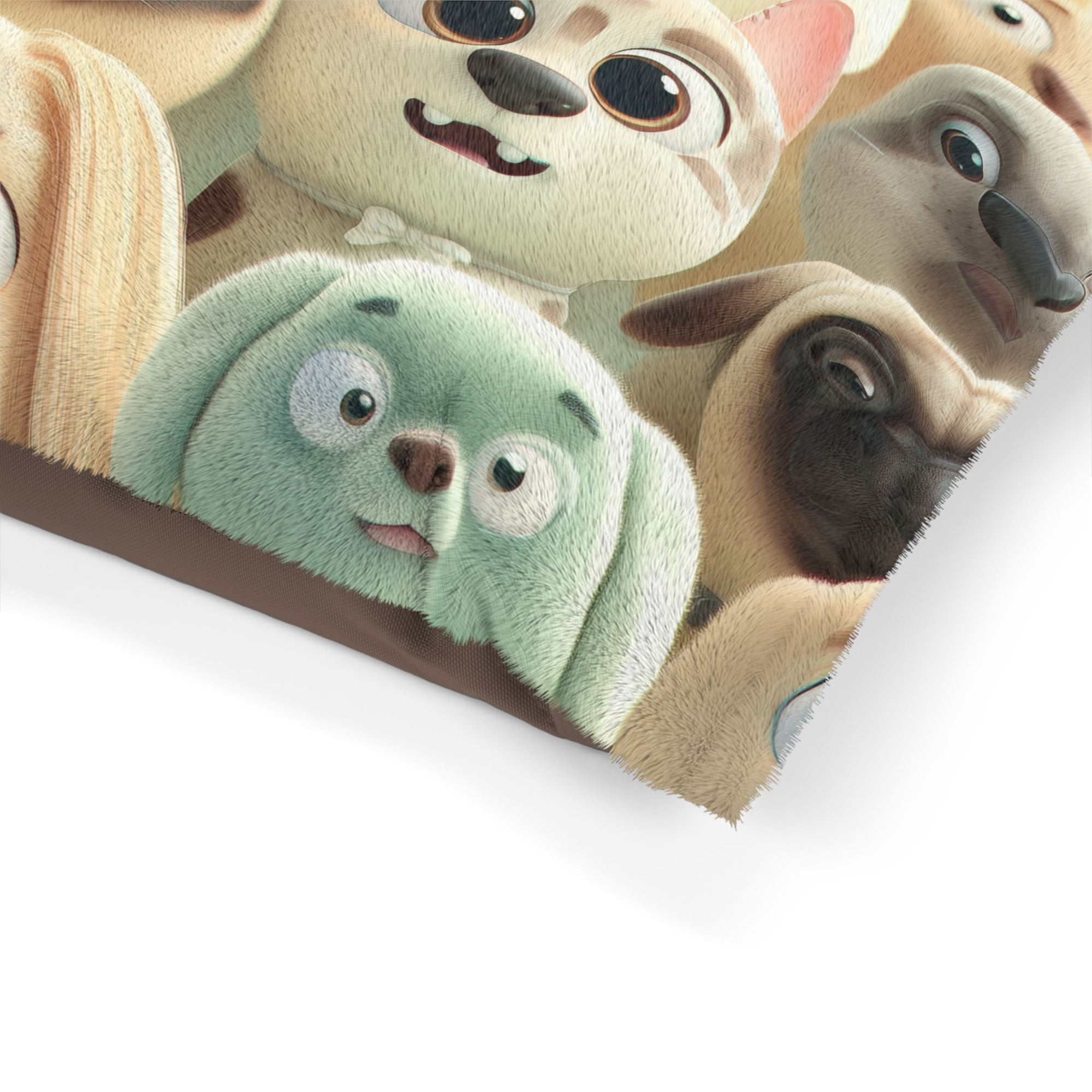 Cute Cartoon Dogs Pet Bed — Plush Pooch Pattern Dog Bed