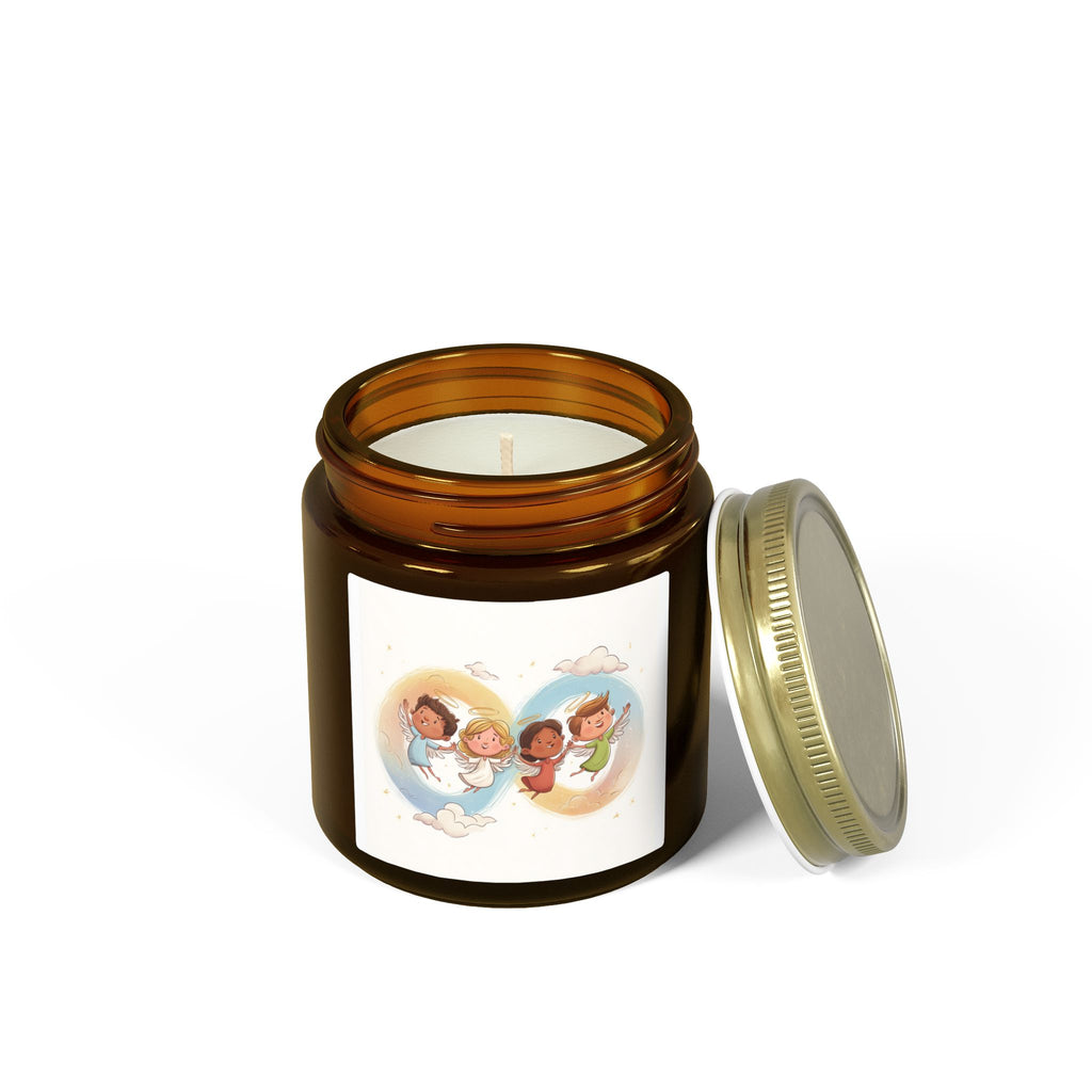 Coconut Apricot Scented Candle (4oz or 9oz) — Several Scents & Unscented, Cute Flying Kids Label