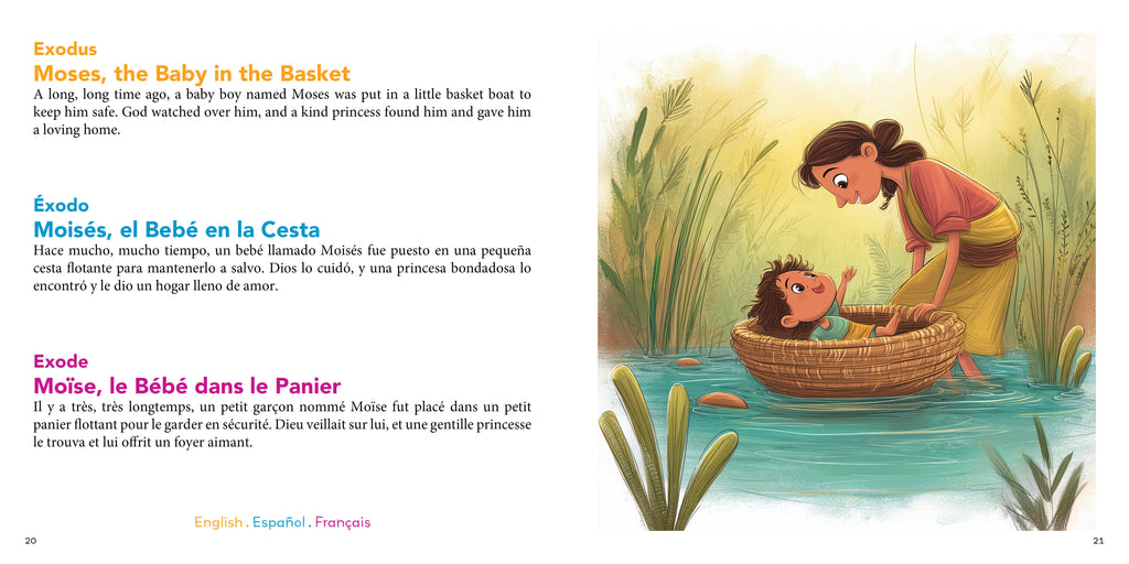 25 Trilingual Bible Stories for Toddlers. Paperback & Hardcover (English, Spanish, and French Edition)