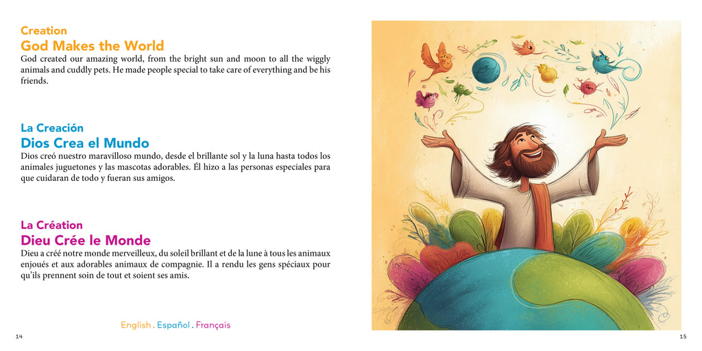 25 Trilingual Bible Stories for Toddlers. Paperback & Hardcover (English, Spanish, and French Edition)